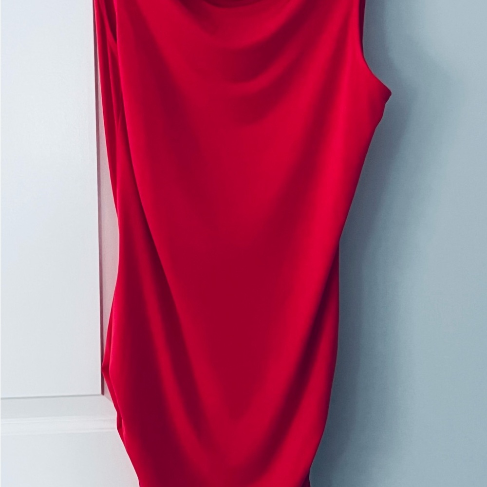 Jennifer Lopez Red Ruched One Shoulder Bodycon Dress